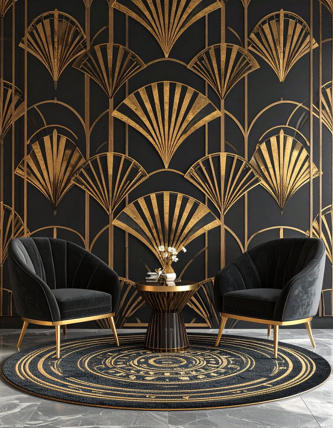 Art Deco Patterned Dining Room Walls - 20 Glam Dining Room Ideas