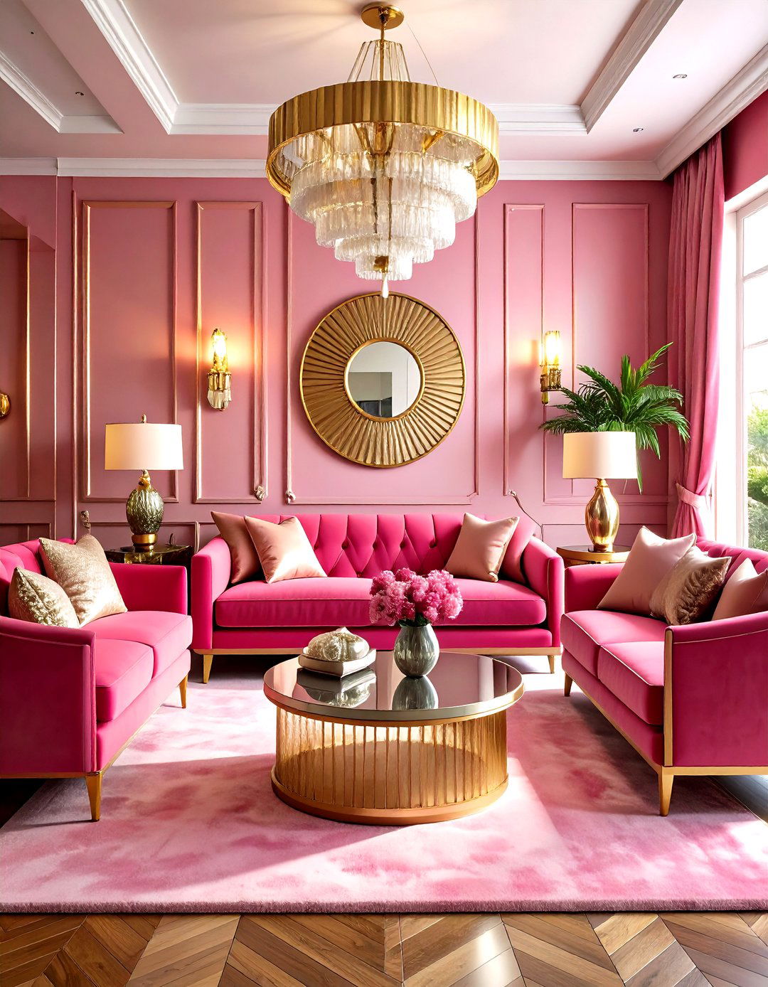 Art Deco Pink Living Room with Glamorous Luxury - 20 Pink Living Room Ideas
