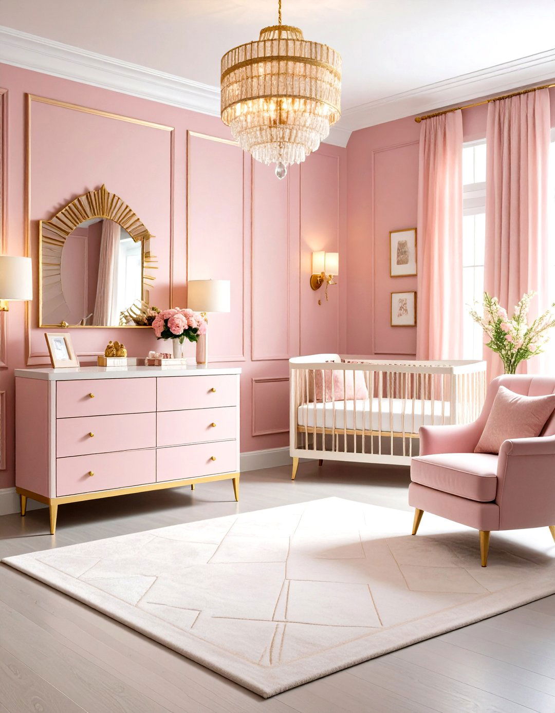 Art Deco Pink Nursery with Vintage Glamour - 20 Pink Nursery Ideas