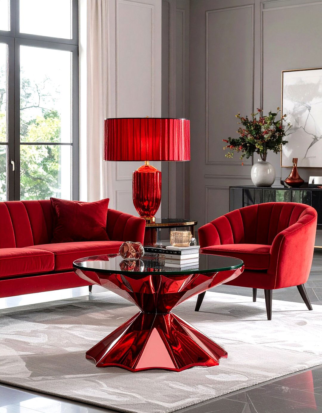 Art Deco Red Lamps and Lighting - 20 Red Living Room Ideas