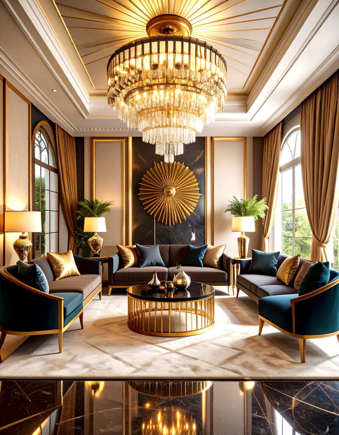 Art Deco Royal Living Room with Geometric Glamour - 20 Royal Living Room Design Ideas