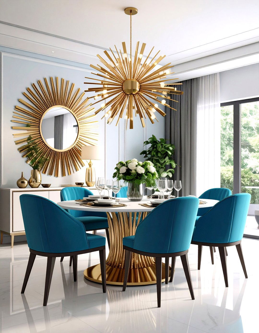 Art Deco Sunburst Mirror Accent - 20 Dining Room Mirror Ideas