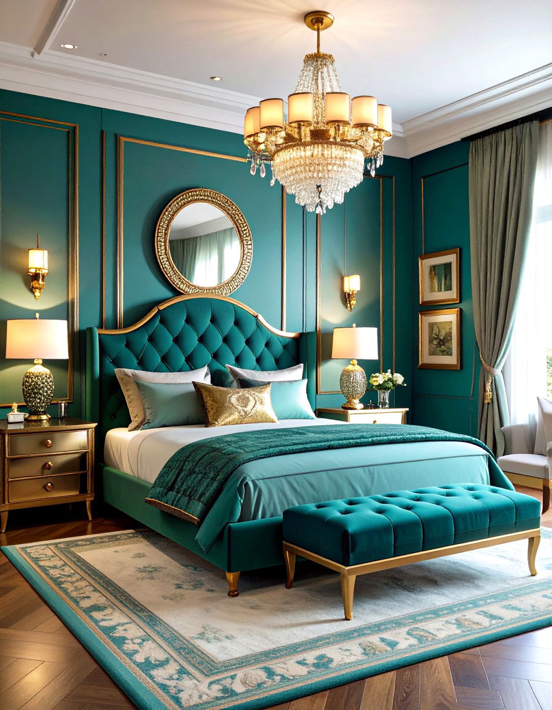 Art Deco Teal Bedroom Glamour - 20 Teal Bedroom Ideas