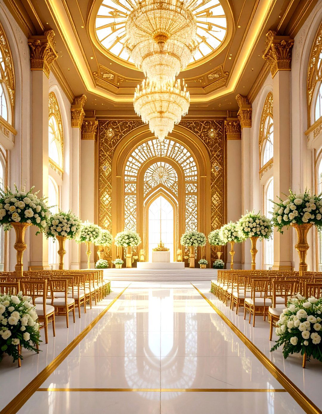Art Deco Wedding Altar with Geometric Metalwork - 20 Wedding Altar Ideas