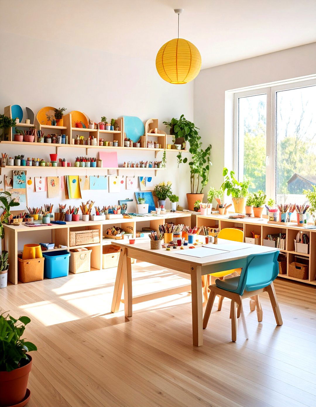 Art Focused Homeschool Room with Creative Zones - 20 Homeschool Room Ideas