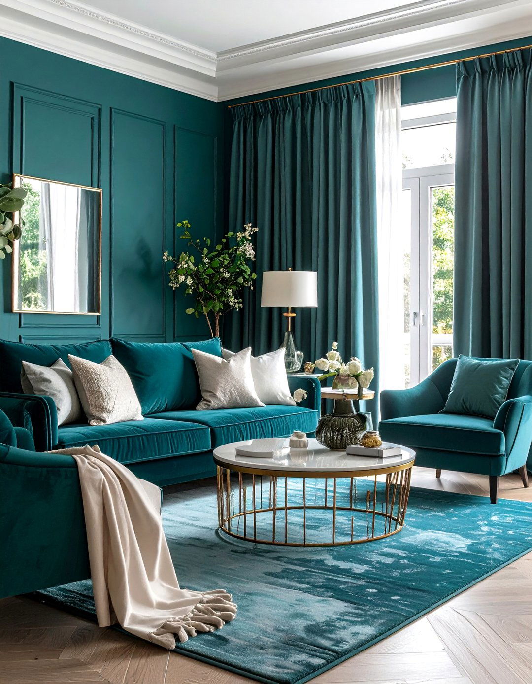 Art Gallery Statement - 20 Teal Couch Living Room Ideas