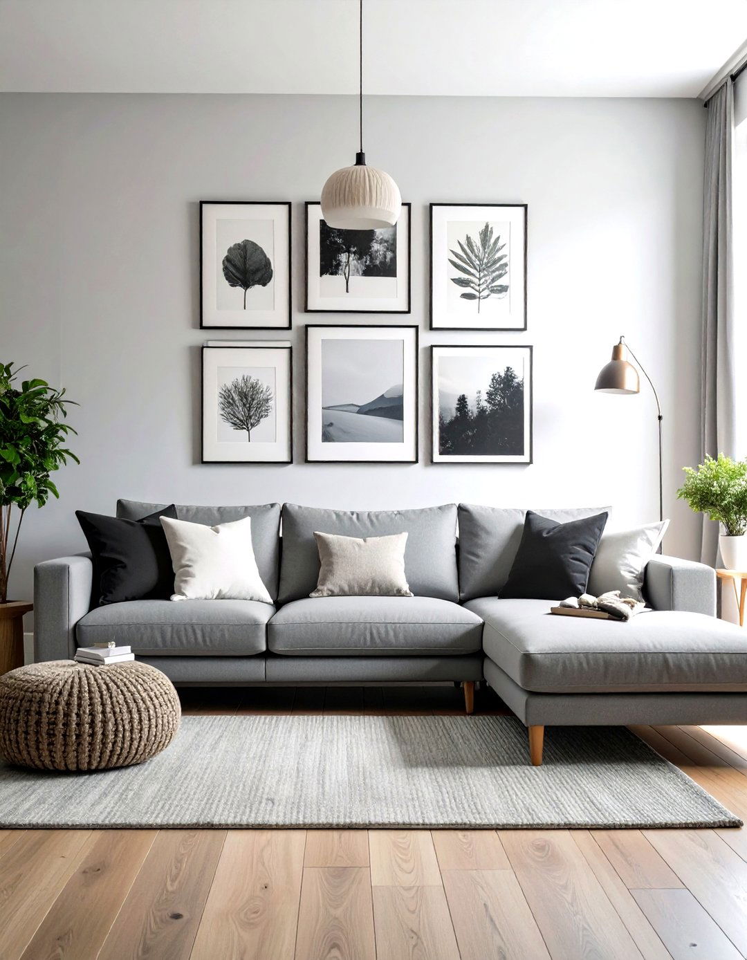 Art Gallery Vibes with Grey Sectional - 20 Grey Sectional Living Room Ideas