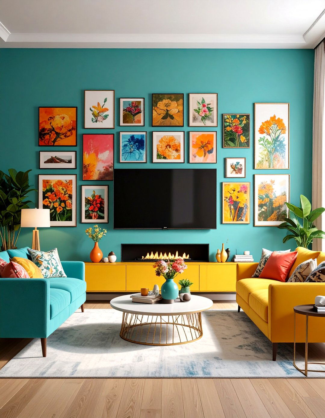 Art Gallery Wall Integration - 20 Tv Over Fireplace Ideas