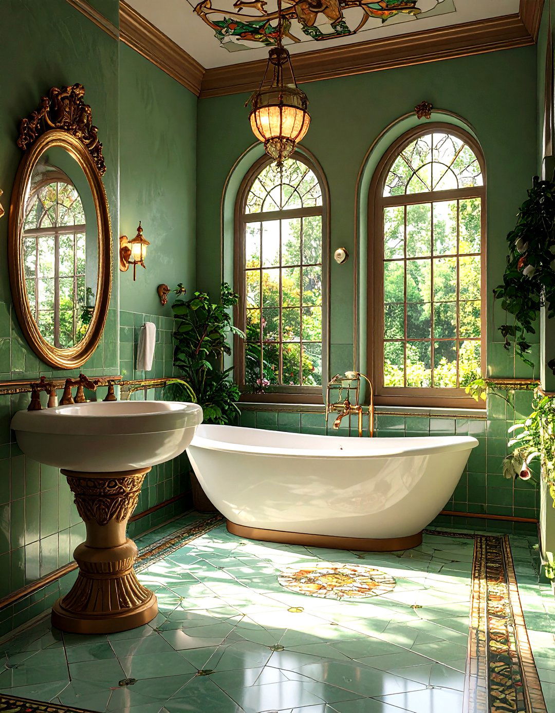 Art Nouveau Vintage Bathroom with Organic Flowing Design Elements - 20 Vintage Bathroom Ideas