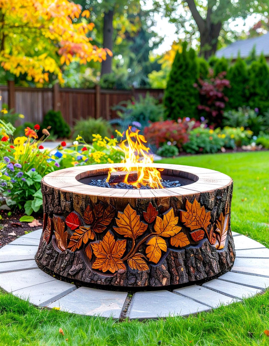 Artistic Carved Tree Stump Fire Pit - 20 Tree Stump Fire Pit Ideas