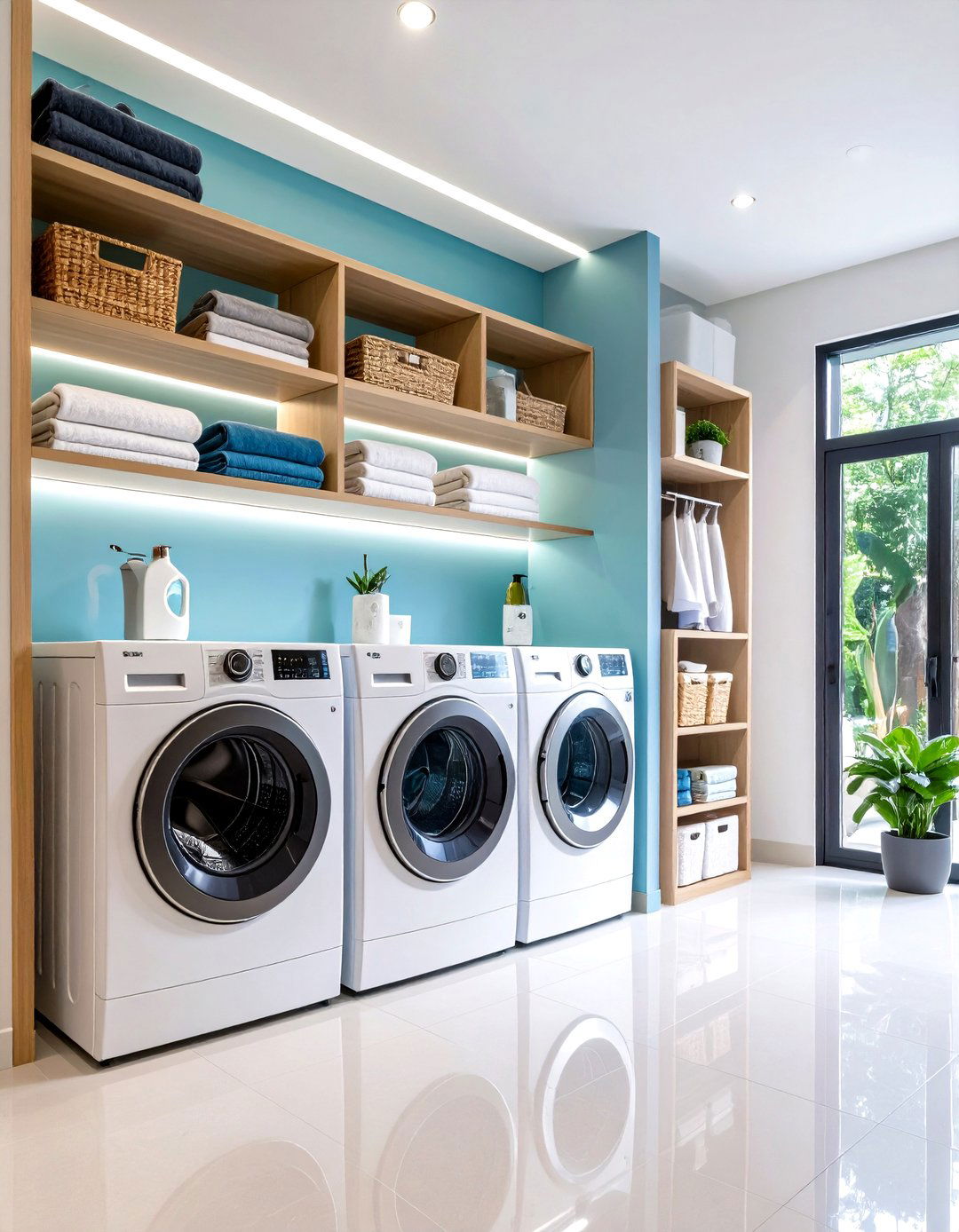 Artistic Display Laundry Room Shelving with Gallery Style Presentation - 20 Laundry Room Shelving Ideas