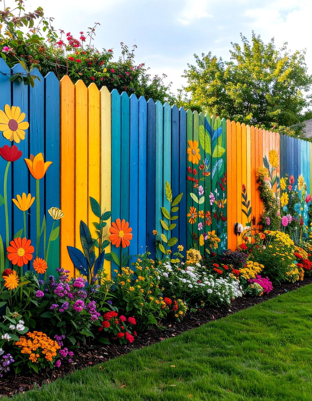 Artistic Garden Decor Painted Fence Murals - 20 Garden Decor Ideas