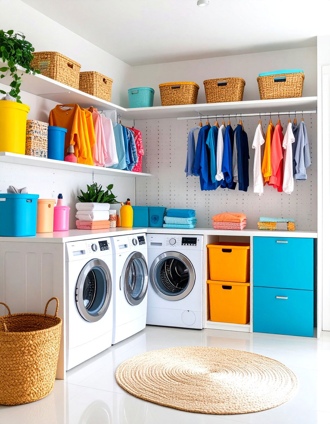Artistic Laundry Closet with Creative Storage Solutions - 20 Laundry Closet Ideas