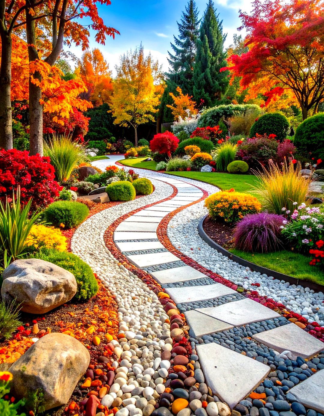 Artistic Mosaic Pea Gravel Walkway with Decorative Inlays - 20 Pea Gravel Walkway Ideas
