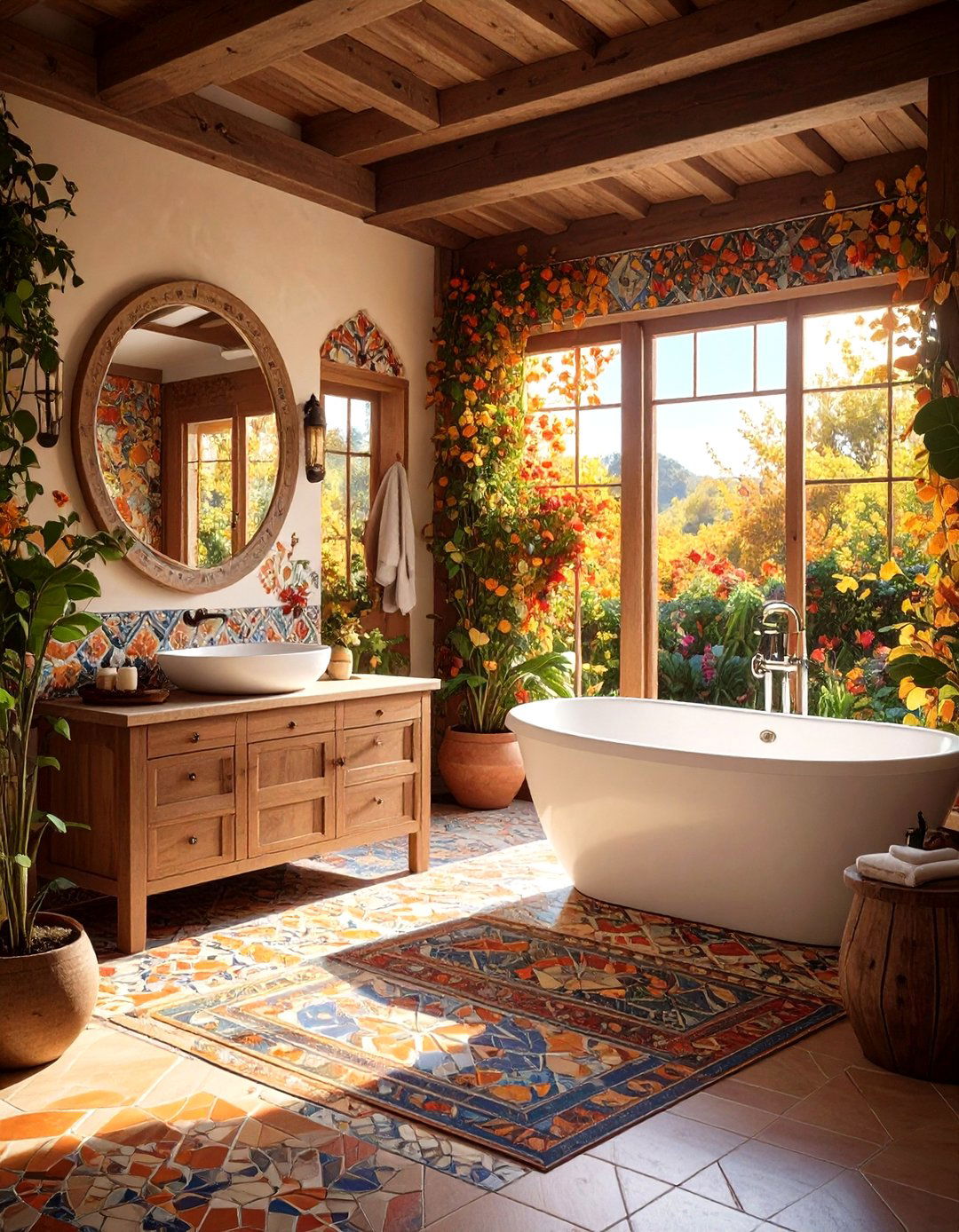 Artistic Tile Accents - 20 Rustic Outdoor Bathroom Ideas