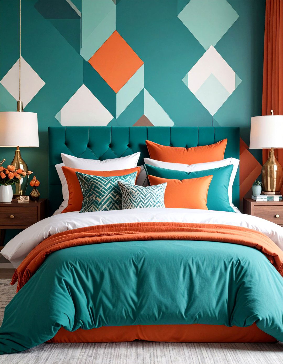 Artistic Wall Hangings and Sculptural Decor - 20 Teal and Orange Bedroom Ideas