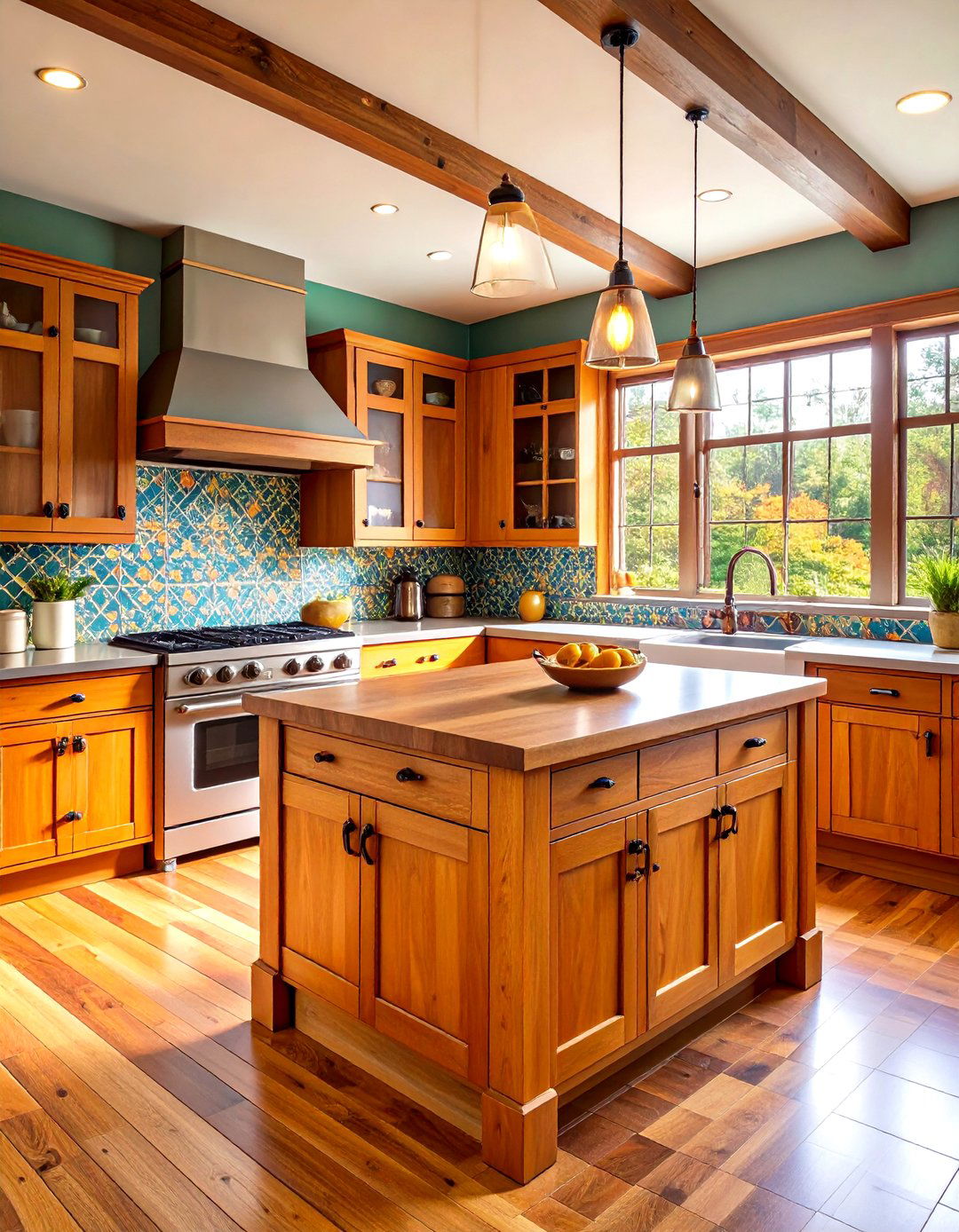 Arts and Crafts Kitchen with Butcher Block Countertops - 20 Kitchens With Butcher Block Countertops