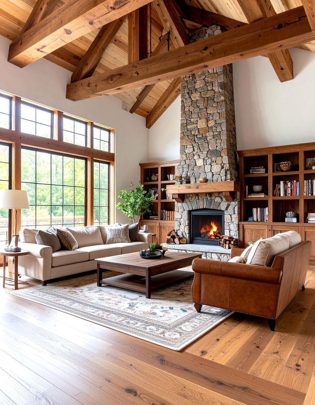 Arts and Crafts Style Rooms With Fireplaces With Vaulted Ceilings and Built in Cabinetry - 20 Rooms With Fireplaces With Vaulted Ceilings Features