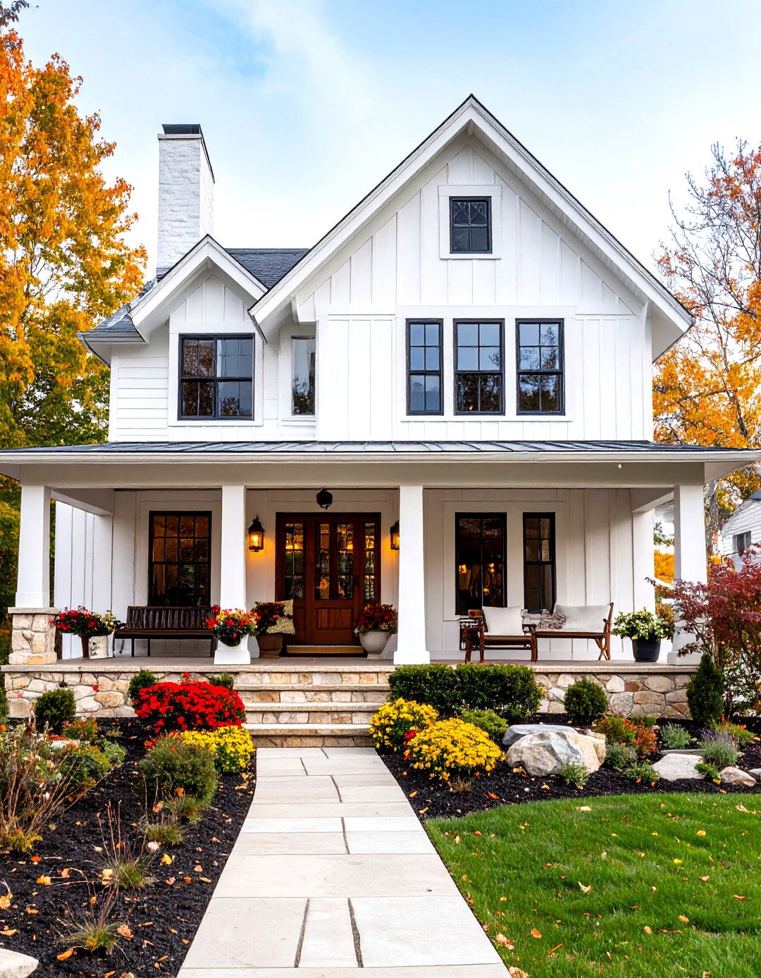 Arts and Crafts White Farmhouse With Wrap around Porch - 20 White Farmhouse With Wrap-around Porch Ideas