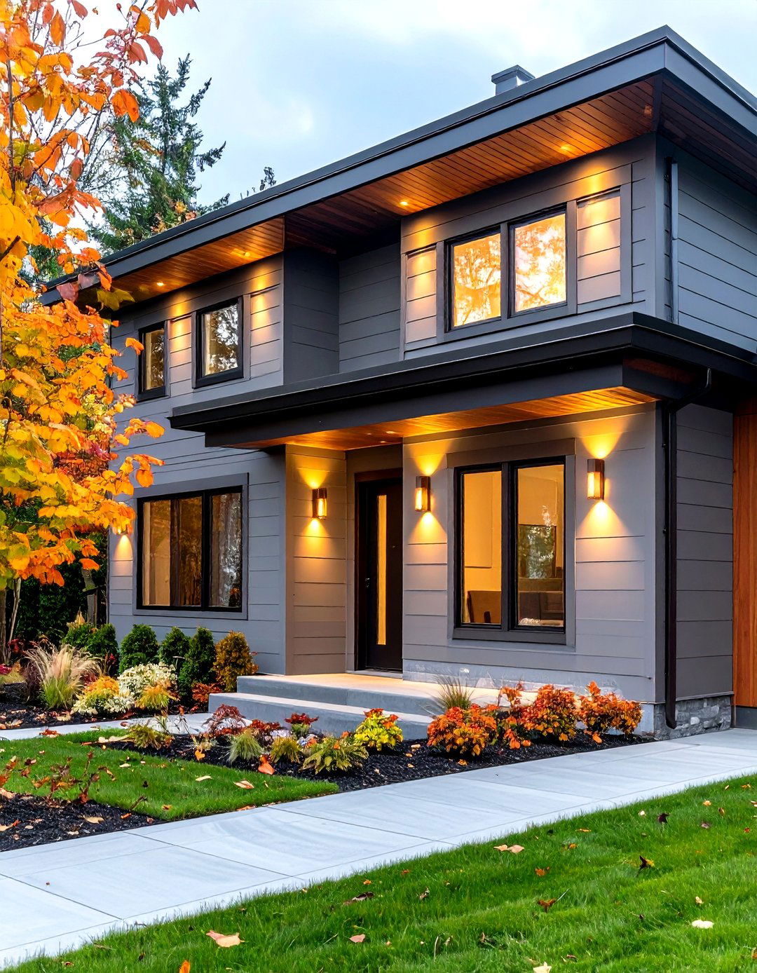 Ash Grey with Black Vertical Siding Accents - 20 Grey House With Black Trim