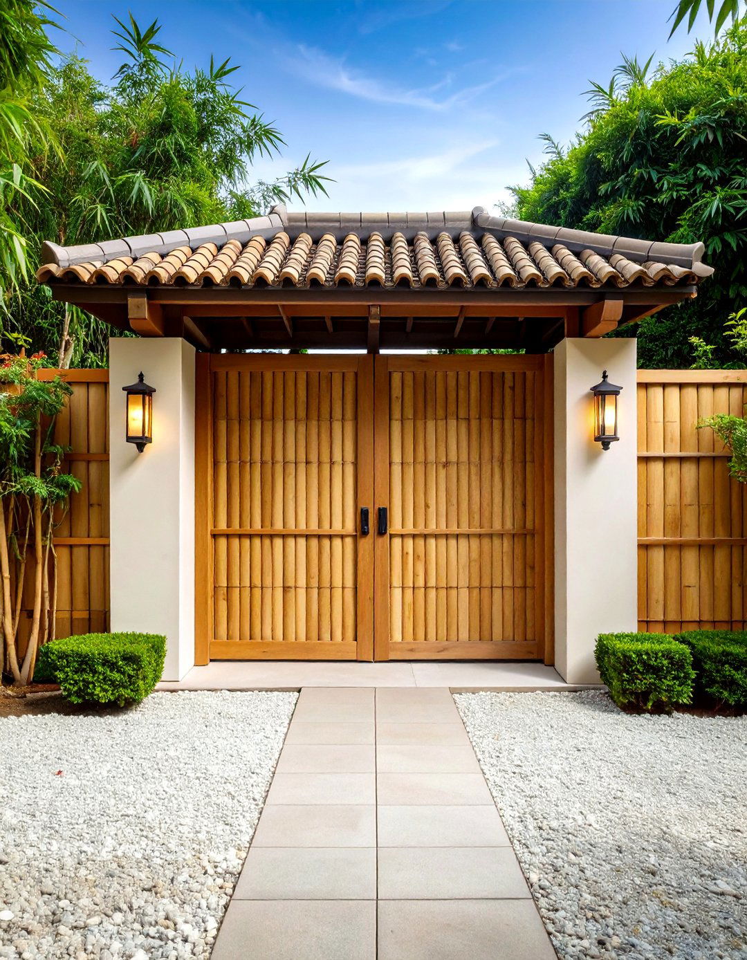 Asian Landscaping Bamboo Privacy Screen Installation - 20 Asian Landscaping Ideas