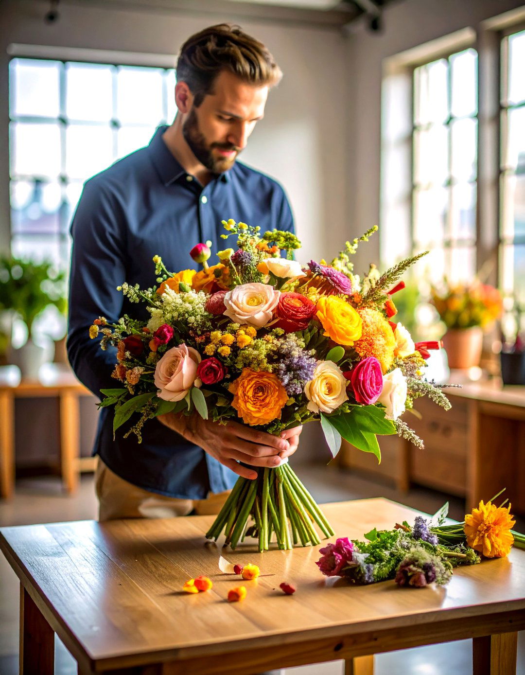 Asymmetrical Artist Wedding Bouquet - 20 Wedding Bouquet Ideas
