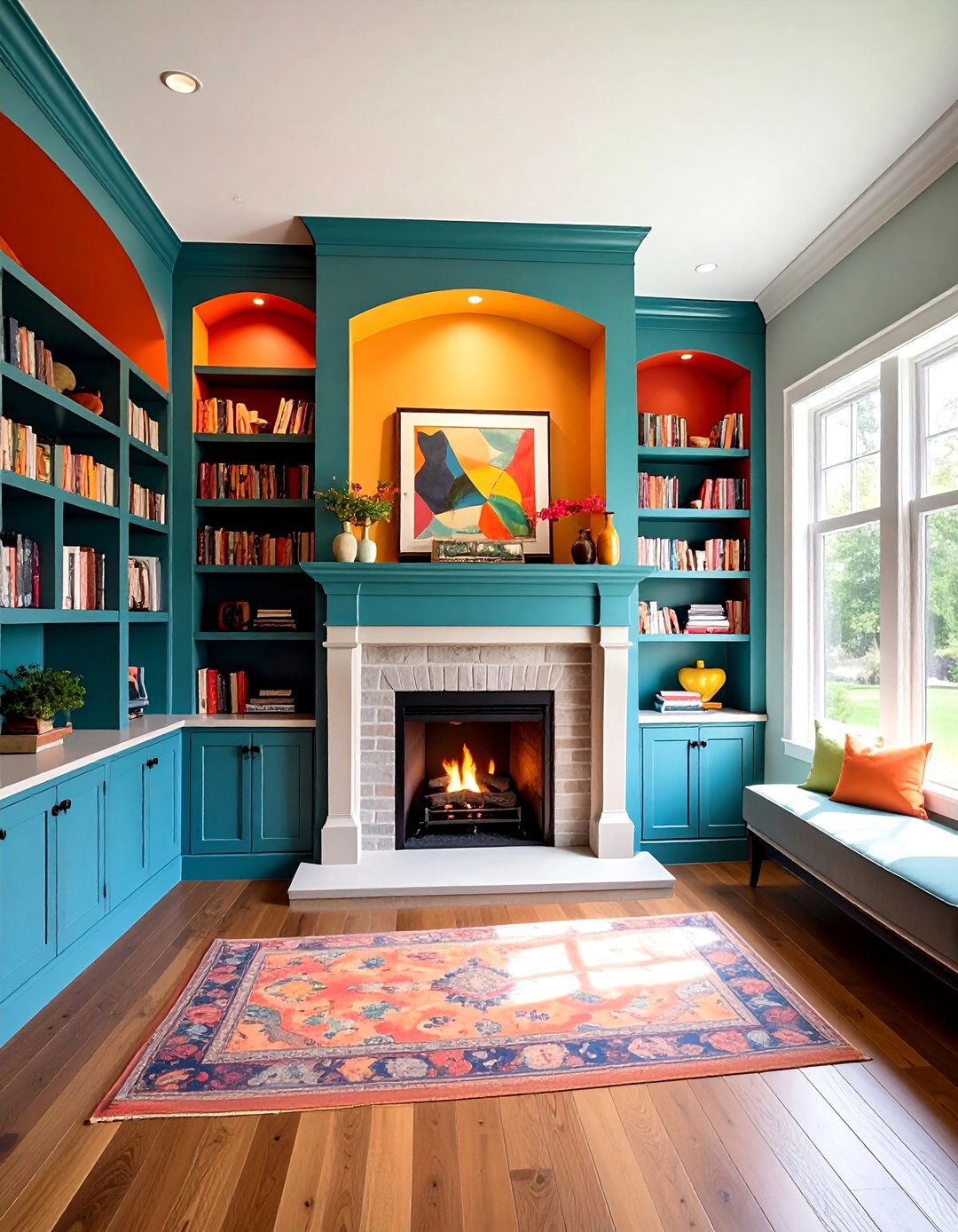 Asymmetrical Built Ins Maximize Odd Niches - 20 Fireplace With Bookshelves