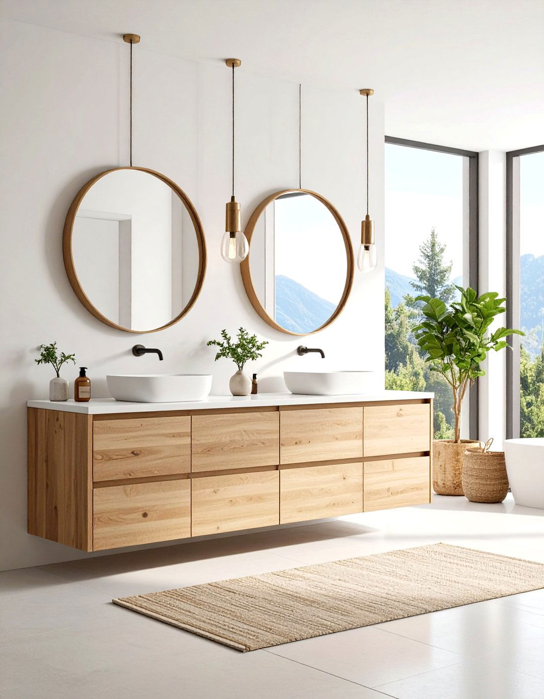 Asymmetrical Double Vanity for Dynamic Layouts - 20 Double Vanity Bathroom Ideas