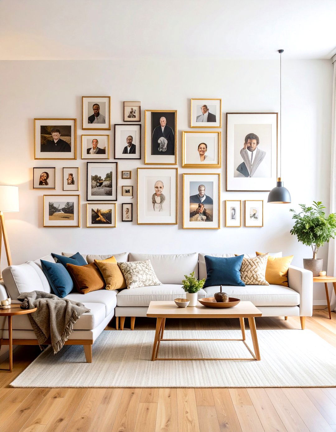 Asymmetrical Family Photo Wall - 20 Photo Wall Ideas