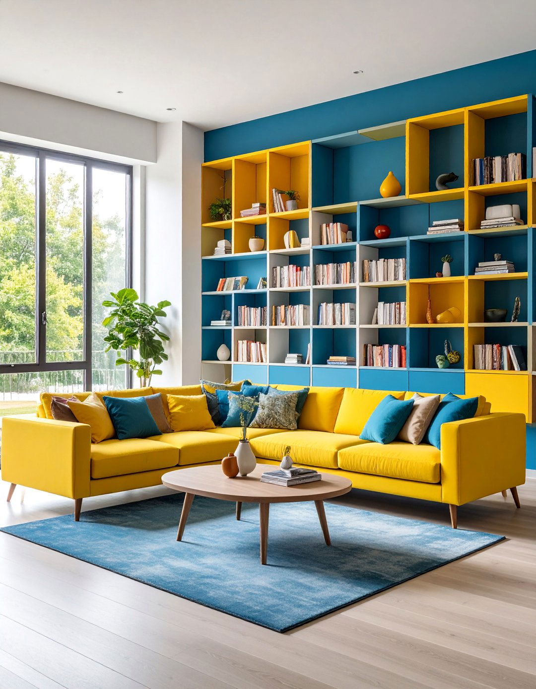 Asymmetrical Living Room Bookshelf Design - 20 Living Room Bookshelf Ideas