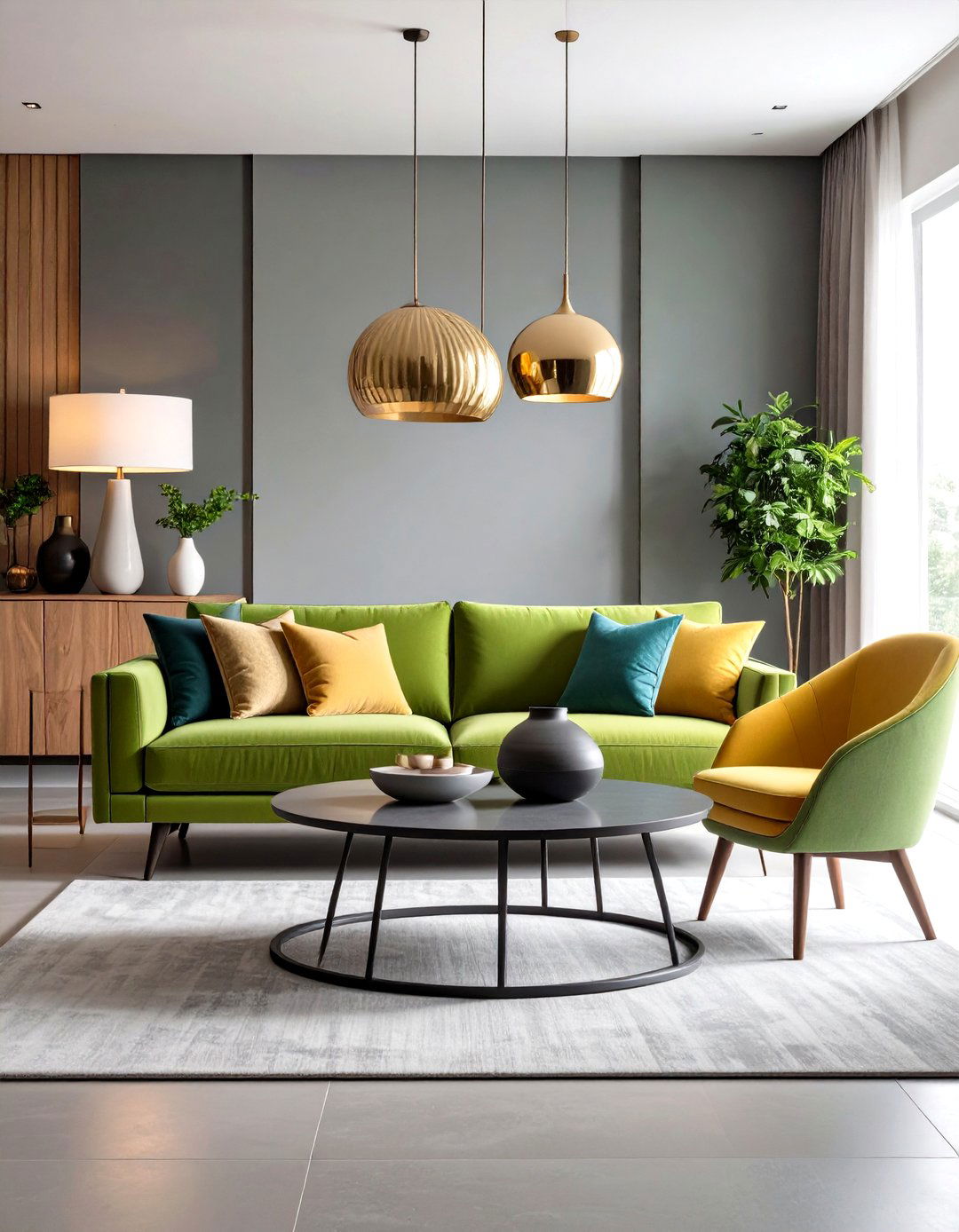 Asymmetrical Modern Sofa Table Composition - 20 Sofa Table Decor Ideas