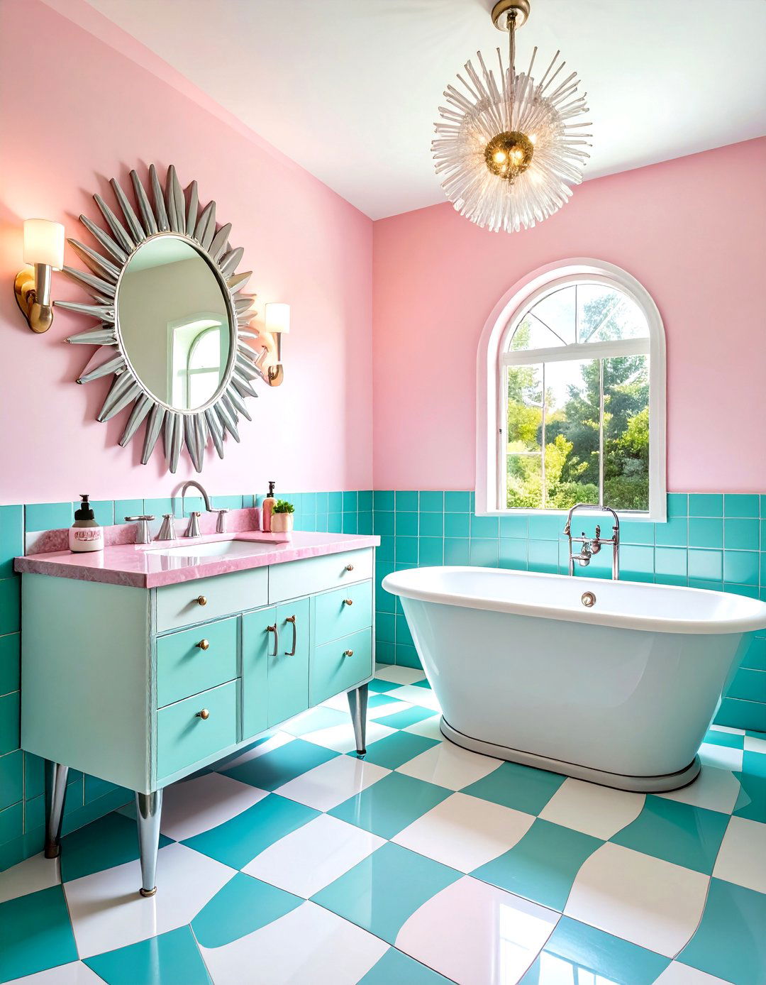 Atomic Age Pink and Turquoise Mid Century Modern Bathroom - 20 Mid-century Modern Bathroom Ideas