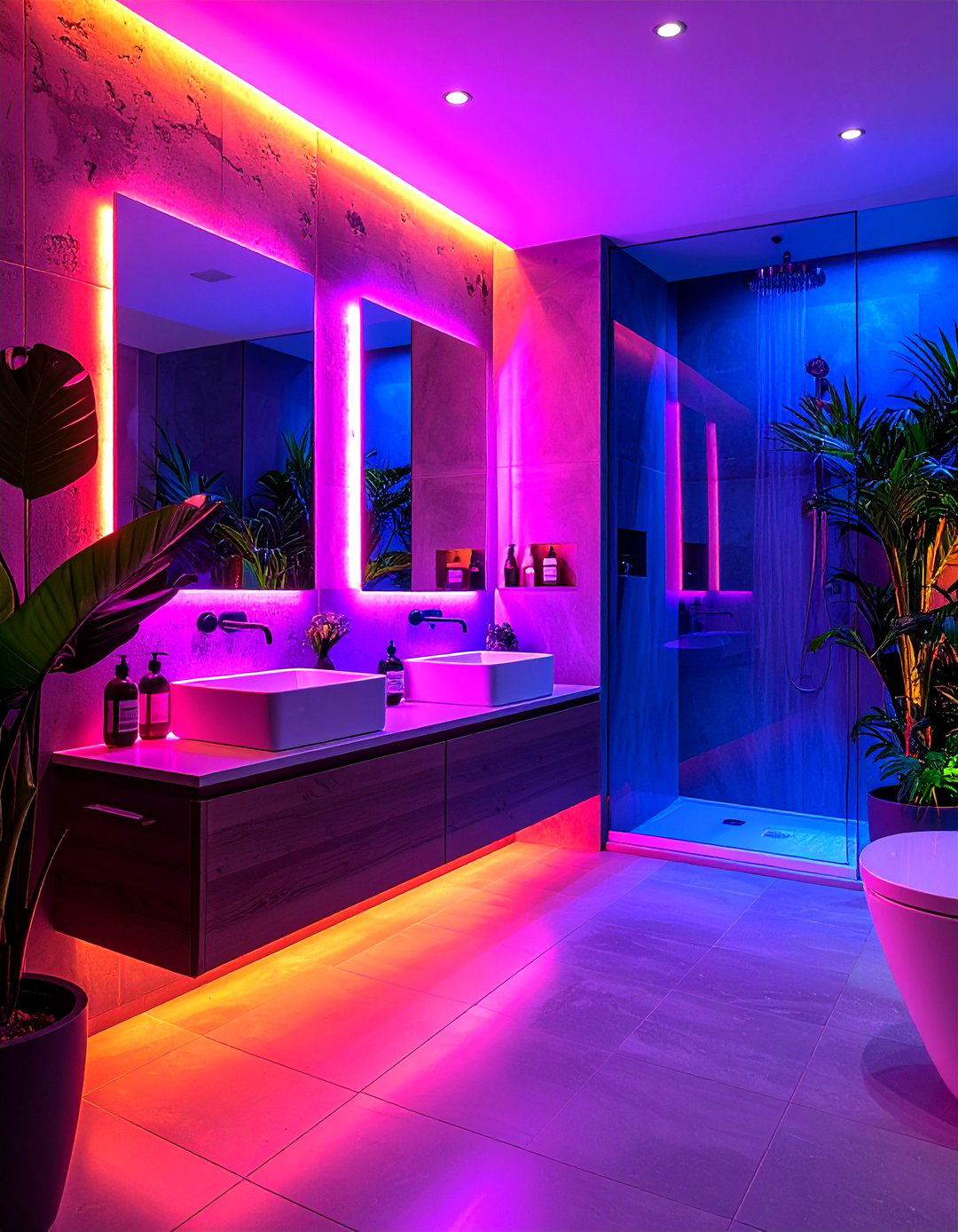 Backlight Shower Niches for Spa Like Bathroom Ambience - 20 Eclectic Bathroom Ideas