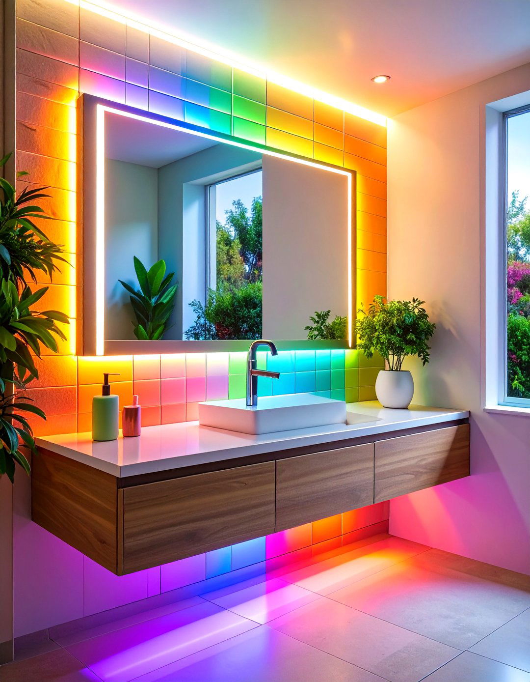 Backlit LED Bathroom Mirror Creates Spa Ambience - 20 Bathroom Mirror Ideas