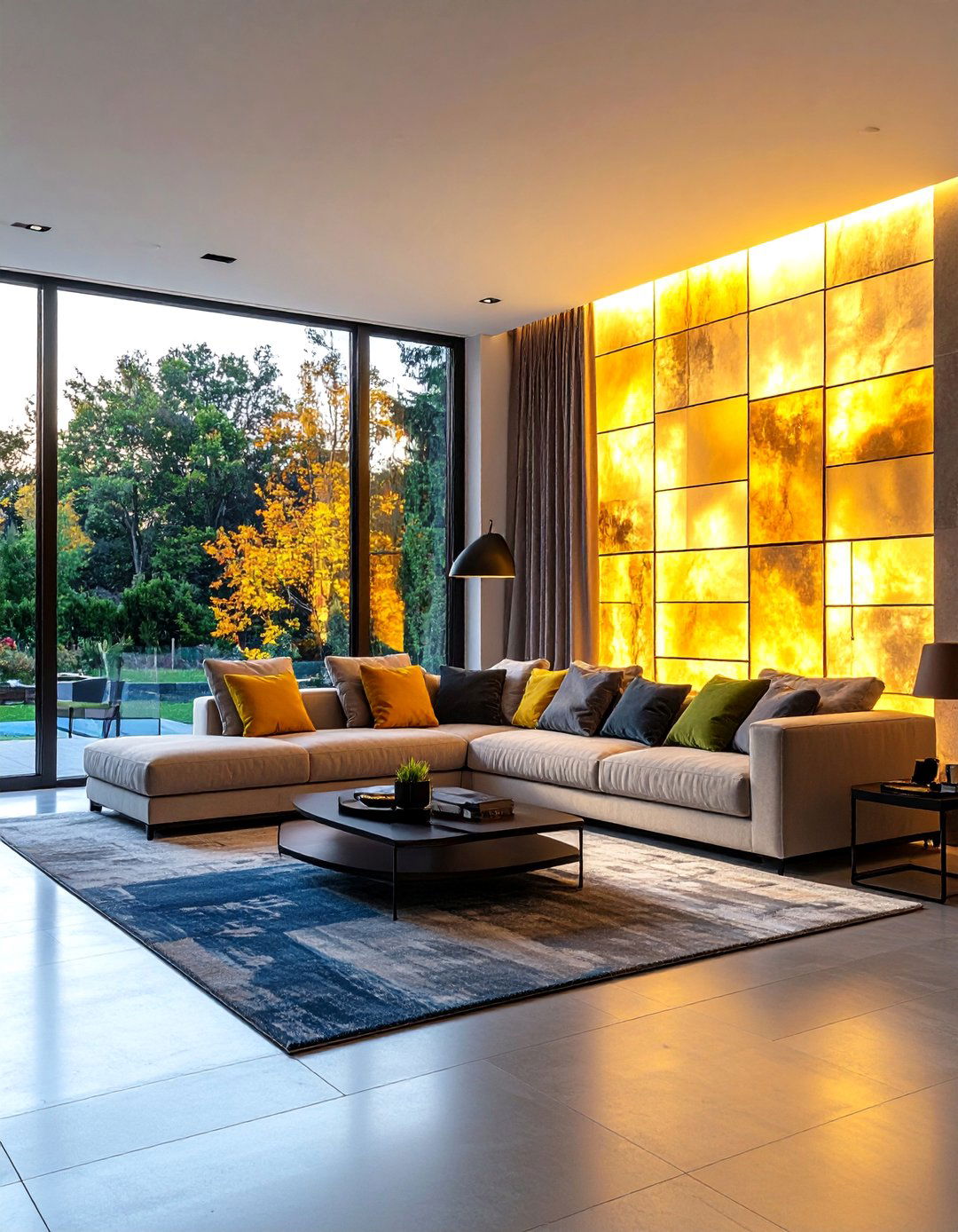 Backlit Panel Living Room Wall Lighting Ideas for Contemporary Drama - 20 Living Room Wall Lighting Ideas