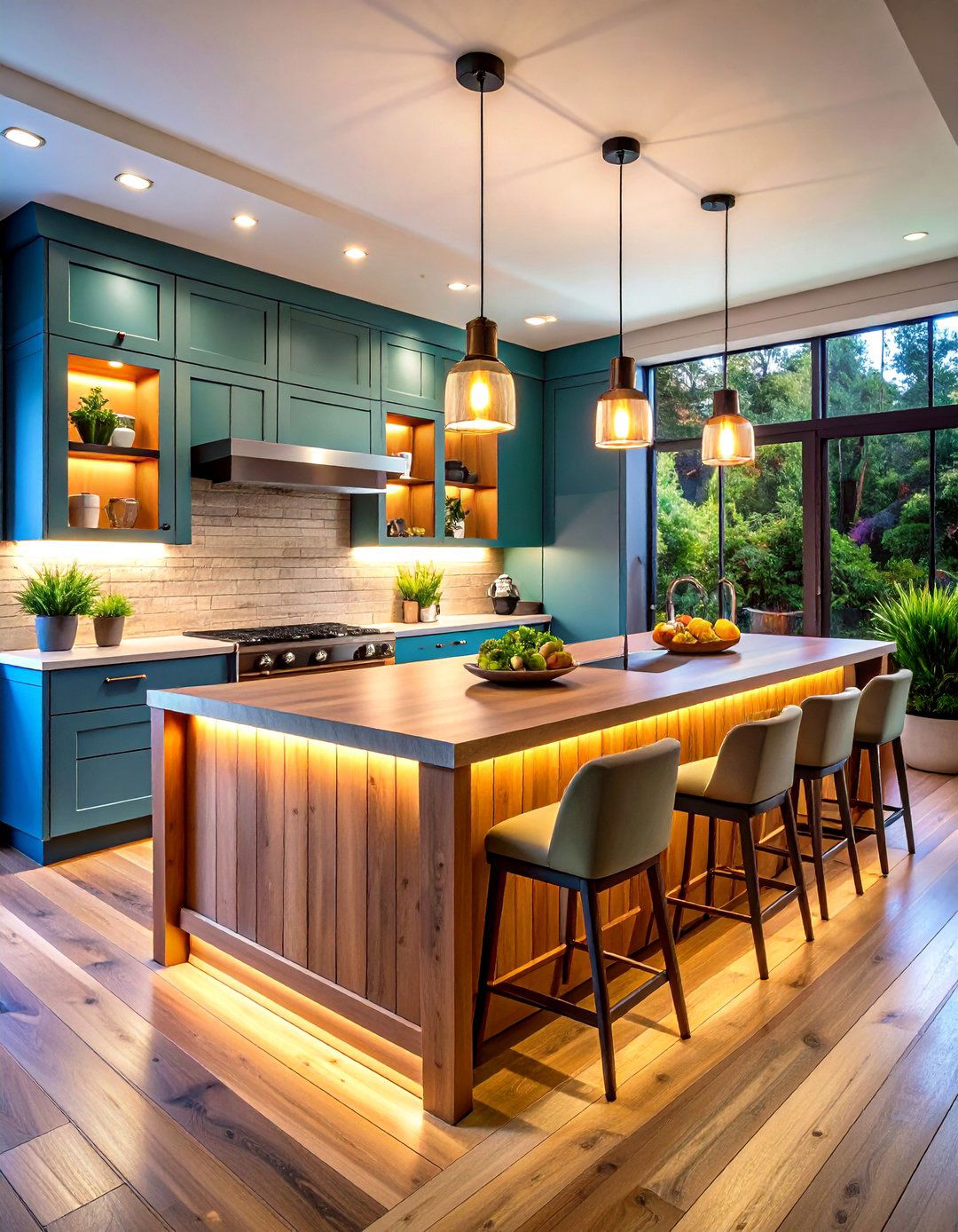 Backlit Shiplap Panels - 20 Shiplap Kitchen Island Ideas
