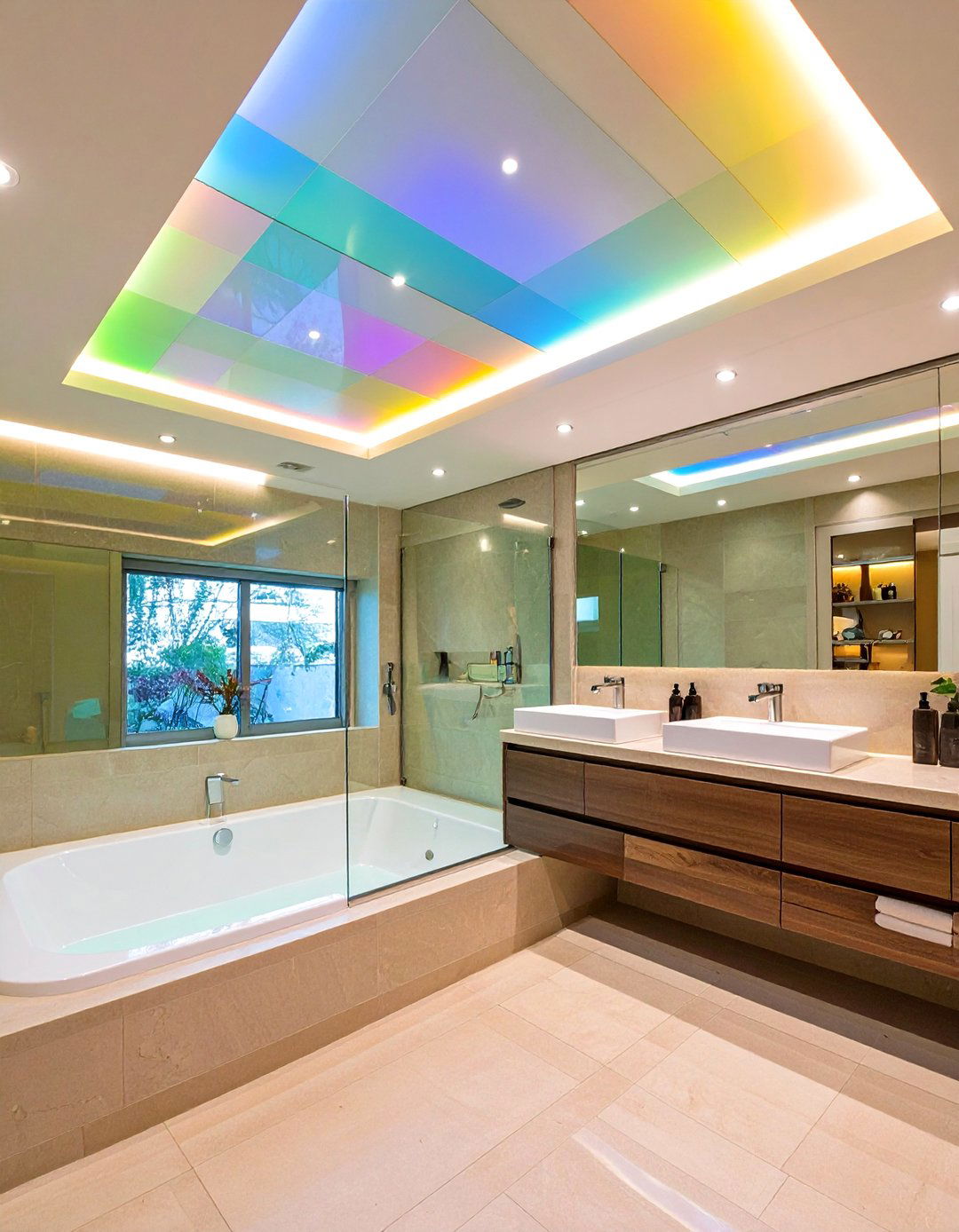 Backlit Stretch Bathroom Ceiling for Futuristic Glow - 20 Bathroom Ceiling Ideas