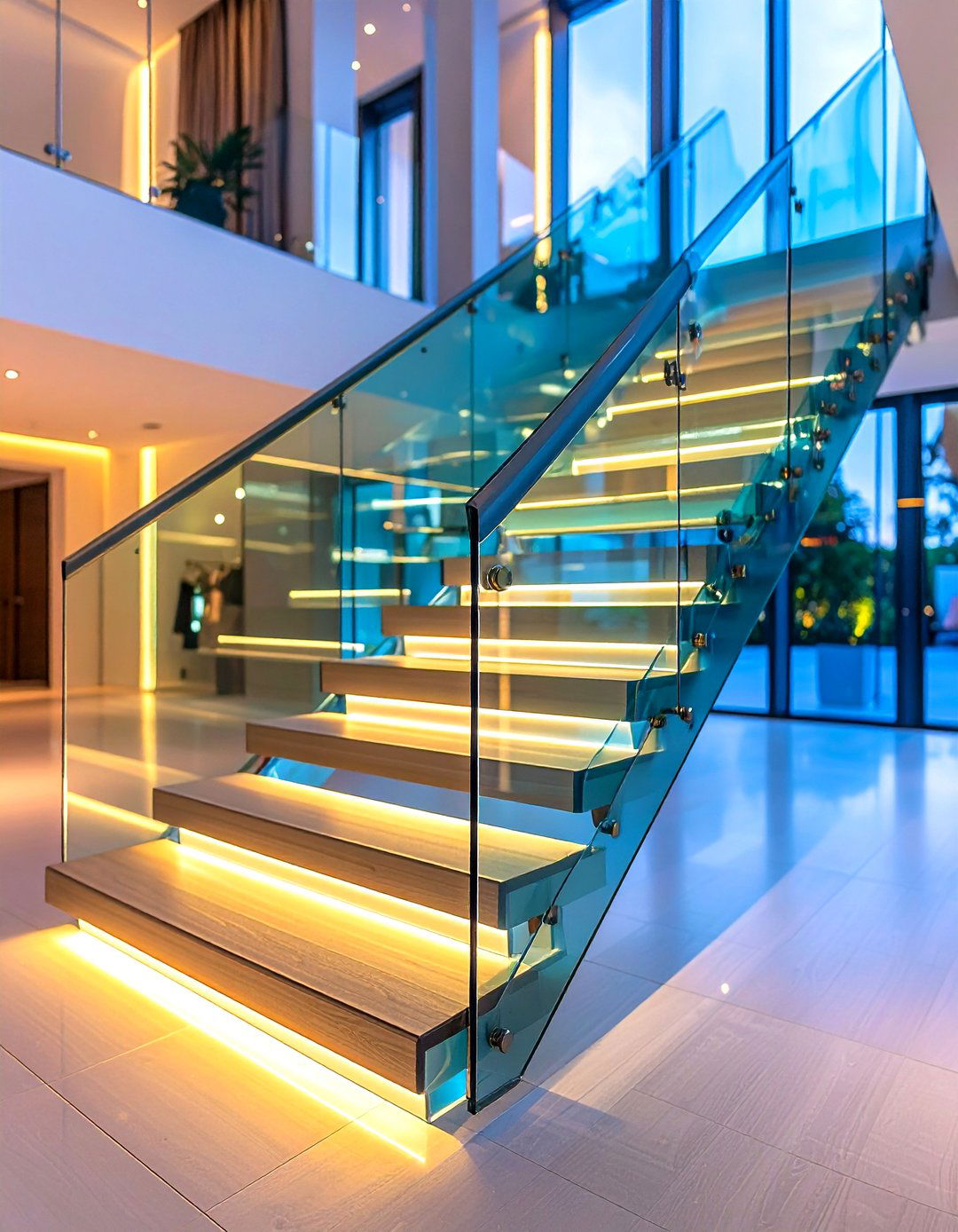 Backlit Translucent Panel Stair Railing - 20 Stair Railing Ideas