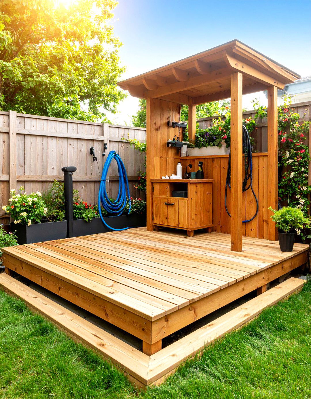 Backyard Hose and Deck Dog Wash Station for Adventurous Pups - 20 Dog Wash Station Ideas