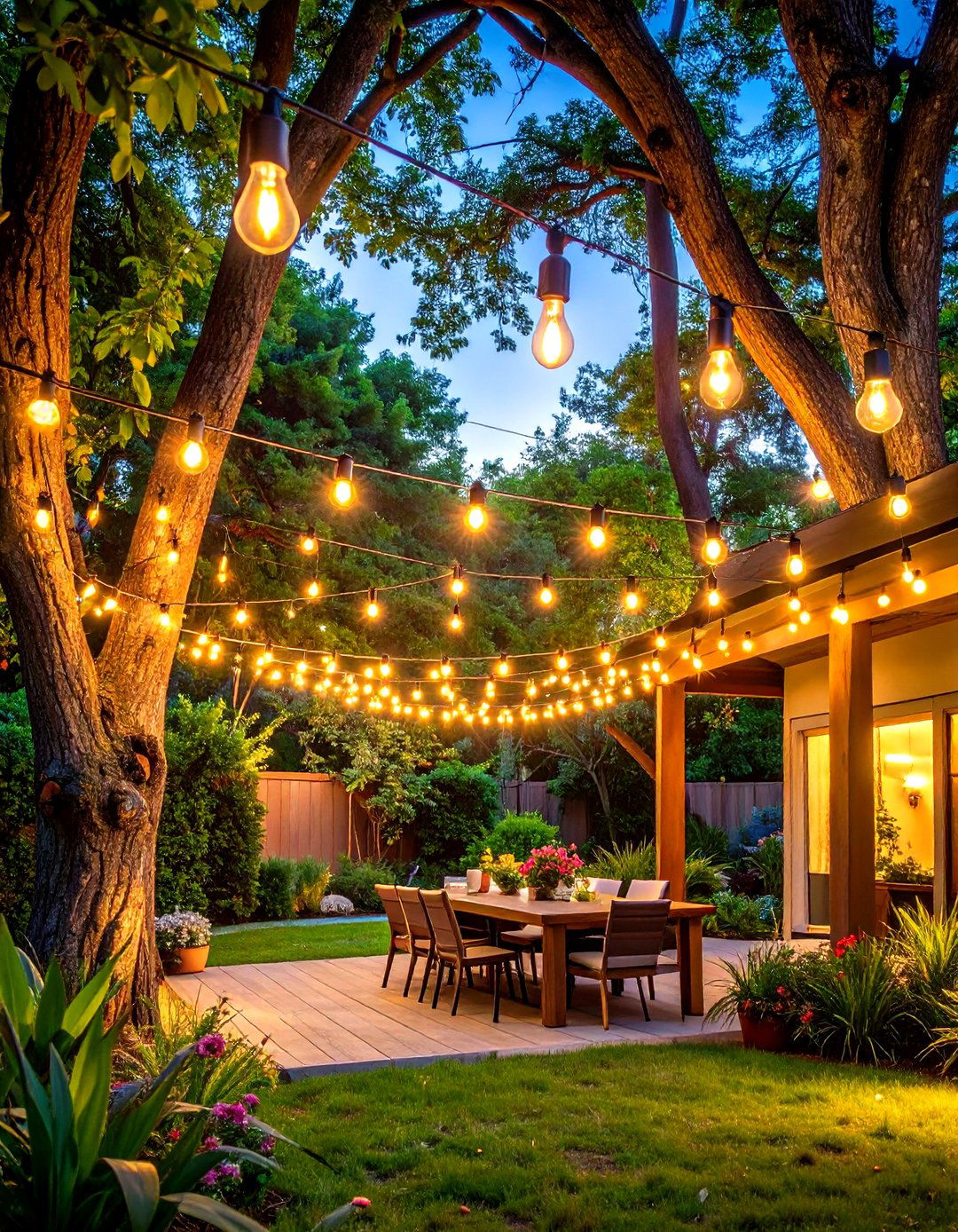 Backyard Solar String Light Canopy - 20 Backyard Ideas on a Budget