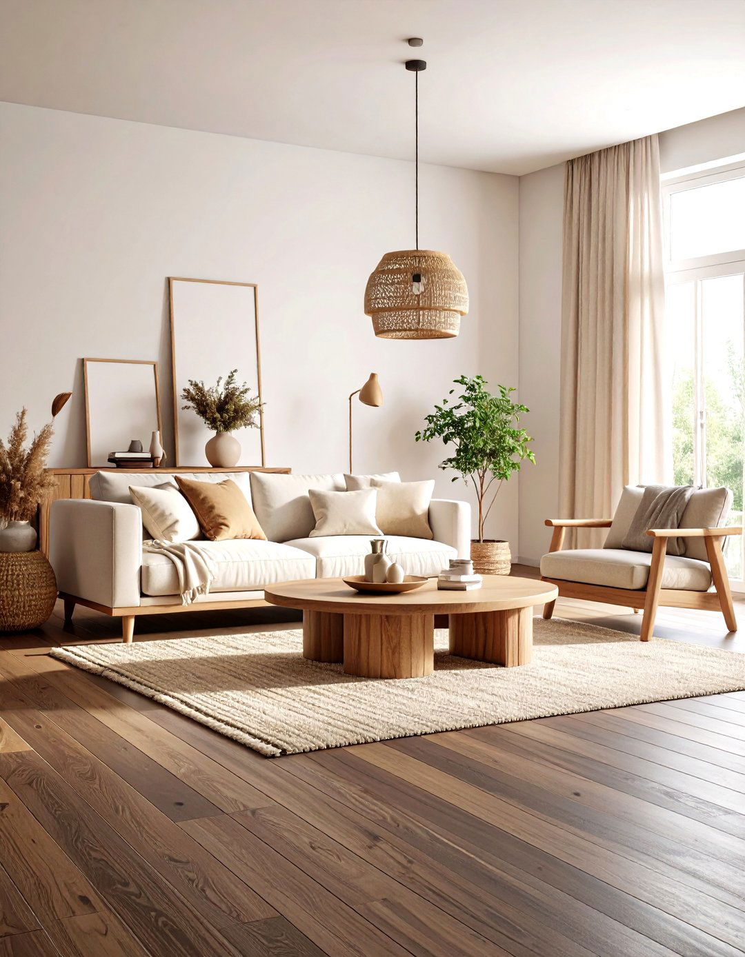 Balance with Light Toned Airy Furniture Pieces - 20 Dark Brown Floor Living Room Ideas
