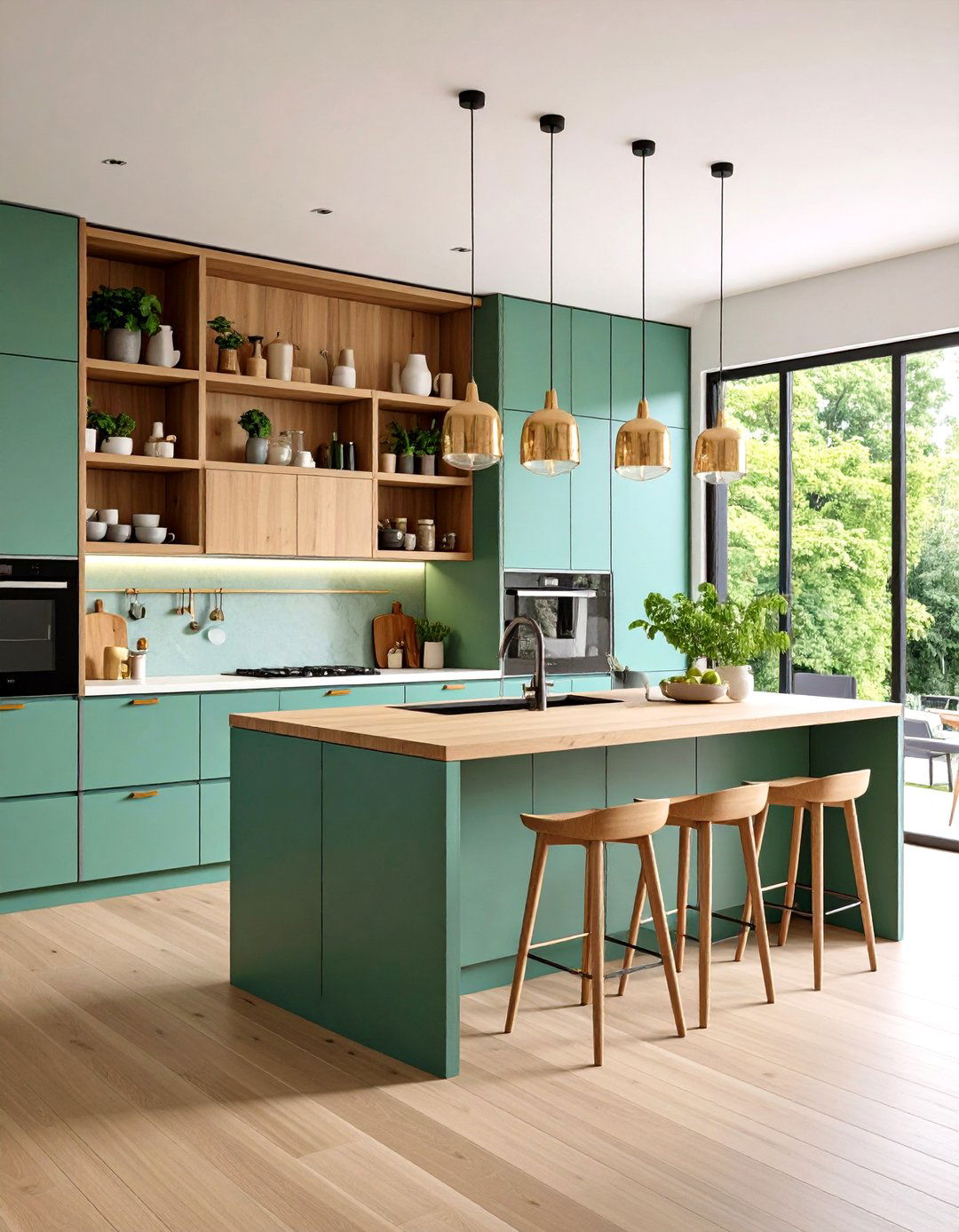 Balancing Height with Open Shelving - 20 Floor to Ceiling Kitchen Cabinets