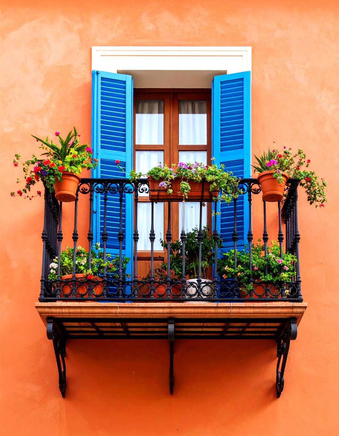 Balconies with Wrought Iron Railings - 20 Spanish Mediterranean House Ideas