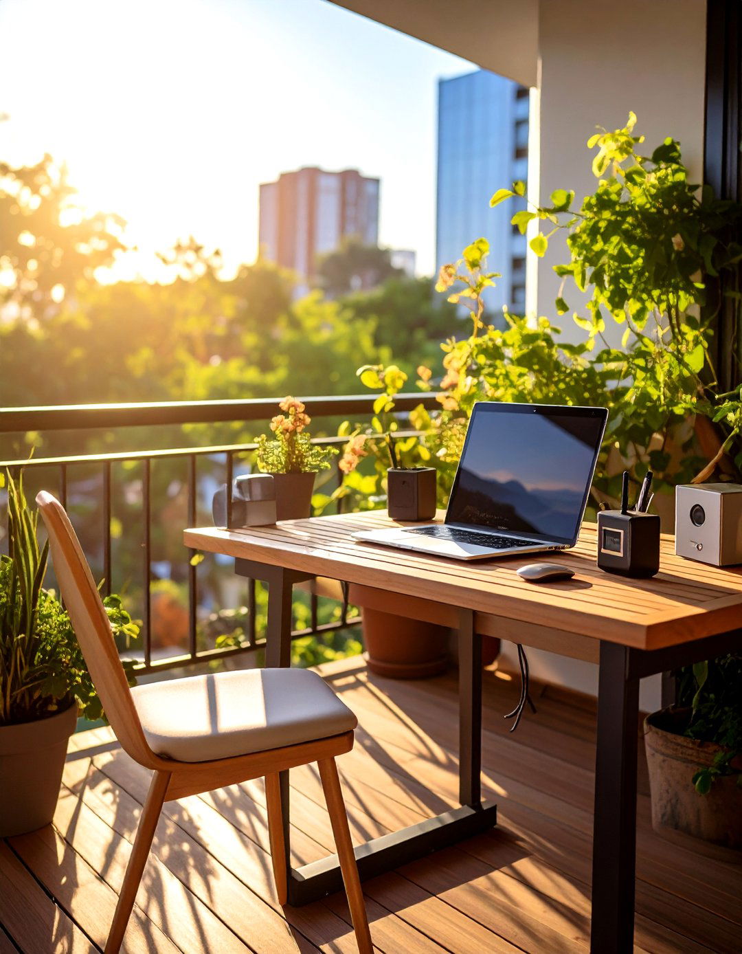 Balcony Office with Built in Cable Management - 20 Balcony Office Ideas
