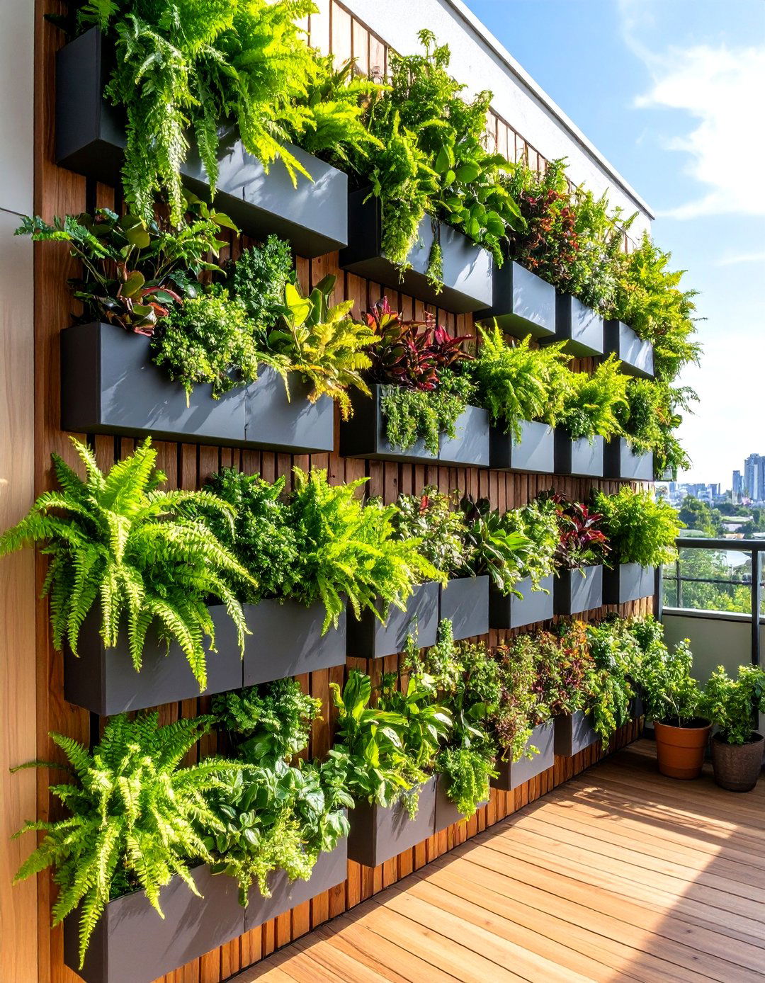 Balcony Office with Integrated Plant Wall - 20 Balcony Office Ideas