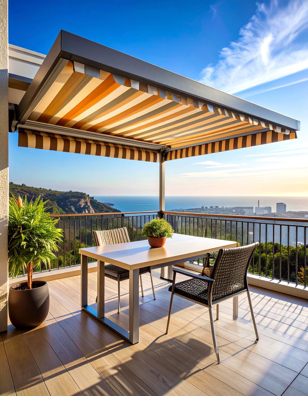 Balcony Office with Retractable Weather Protection - 20 Balcony Office Ideas