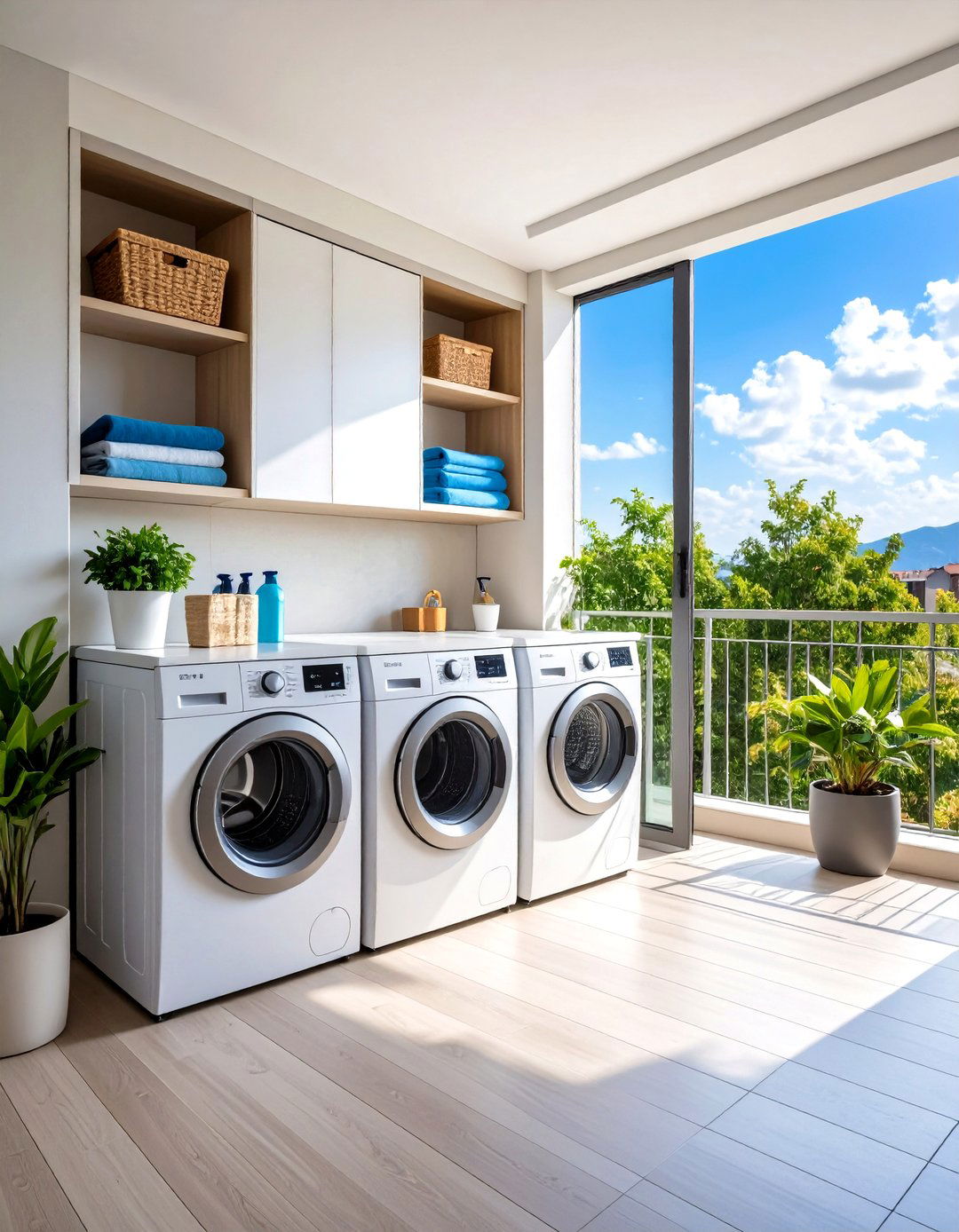 Balcony Outdoor Laundry Area Compact Design - 20 Outdoor Laundry Area Design Ideas