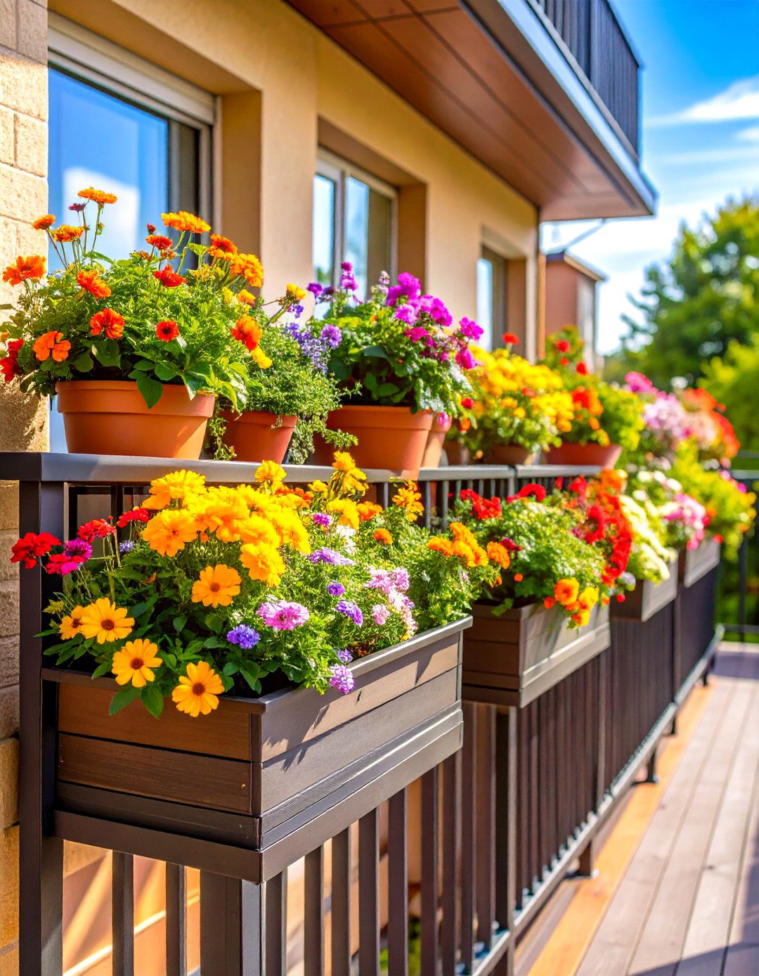 Balcony Railing Boxes - 20 Vertical Garden Ideas