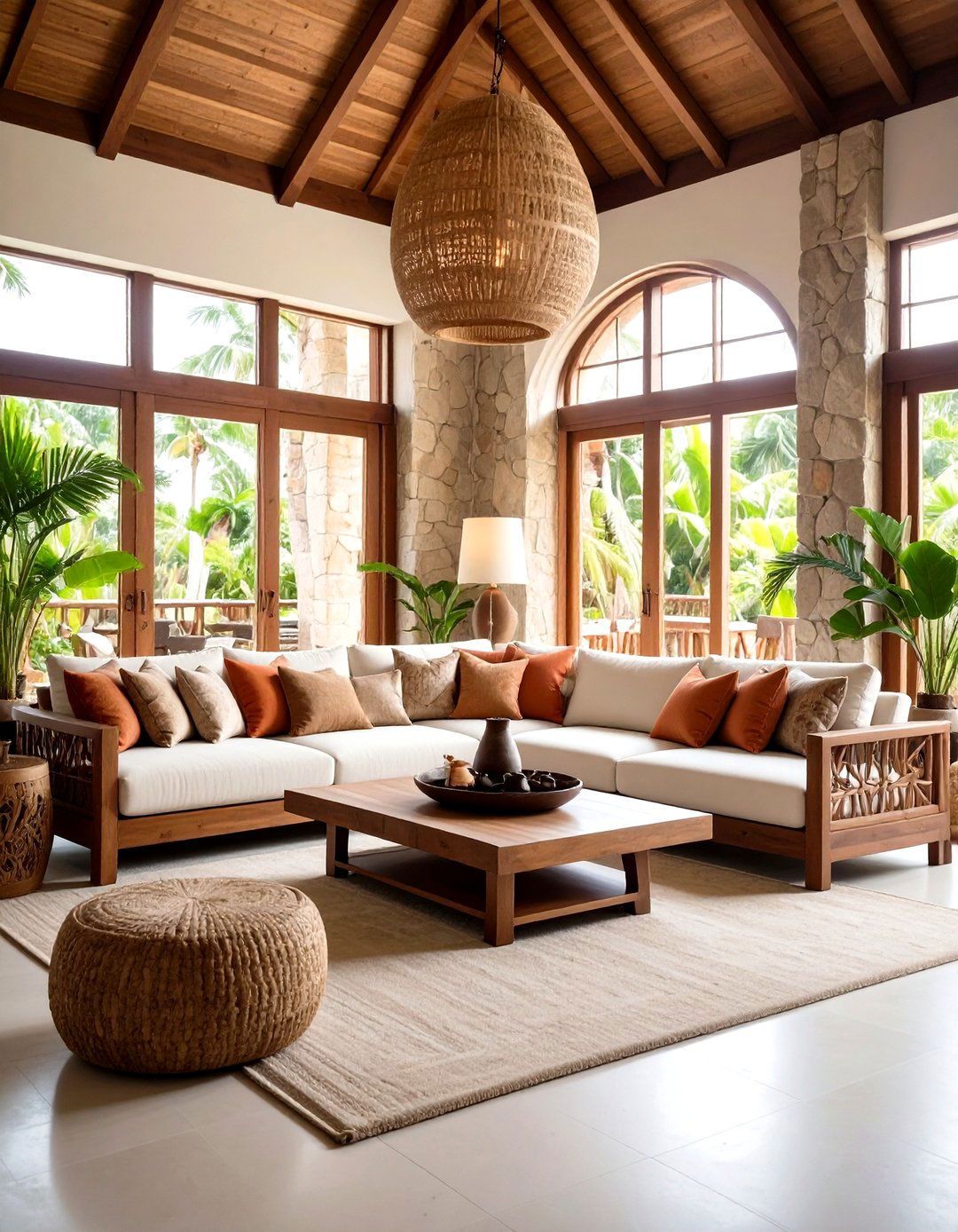 Bali Inspired Tropical Living Room - 20 Tropical Living Room Ideas