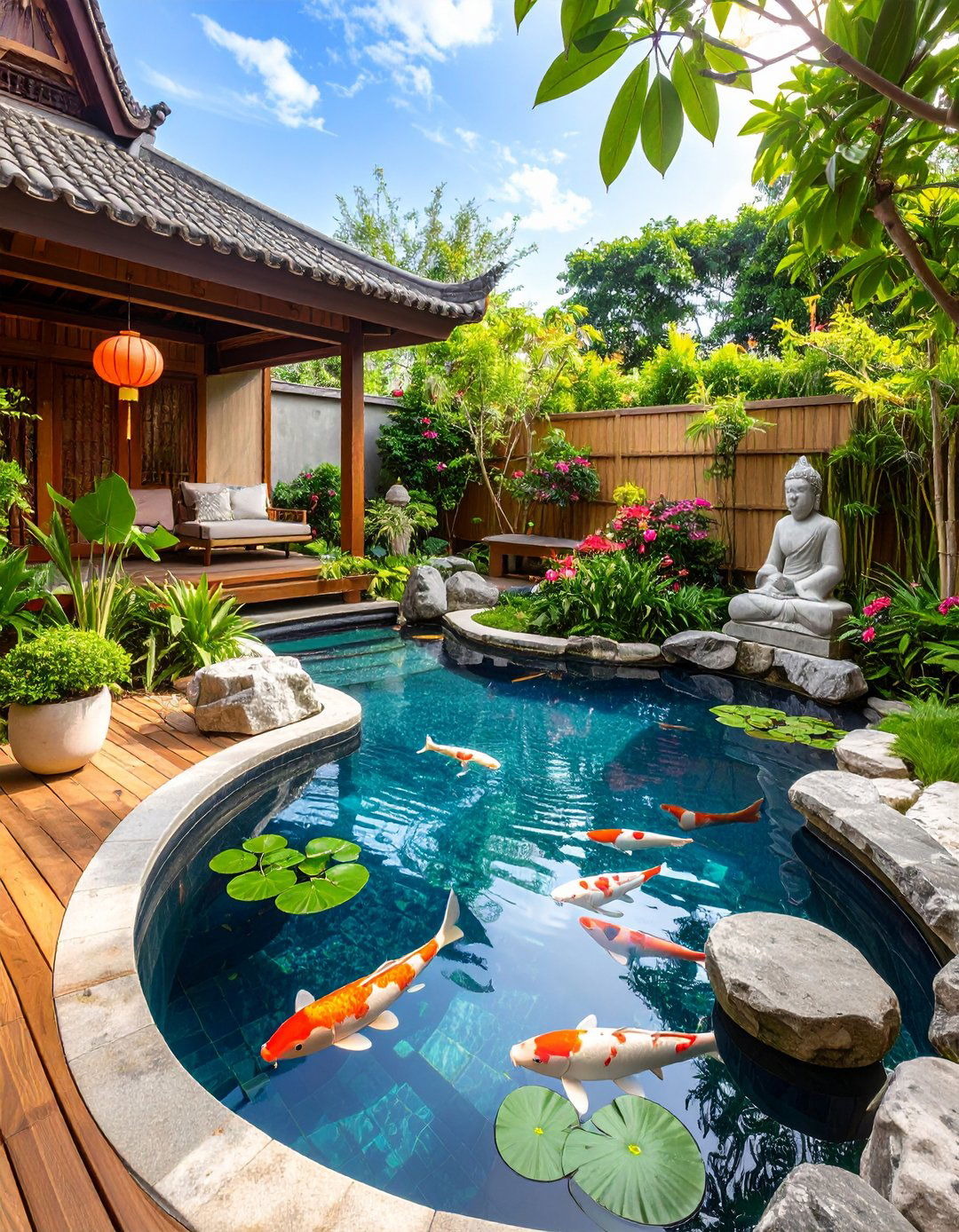 Balinese Inspired Lagoon Pool - 20 Lagoon Pool Ideas